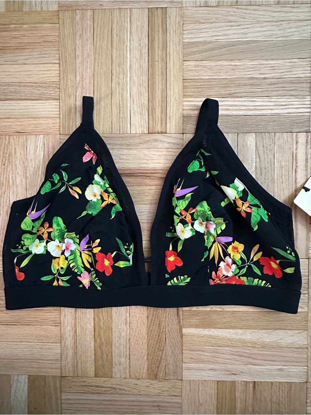 Lively Mesh Trim Flower Printed Bralette- Size 3